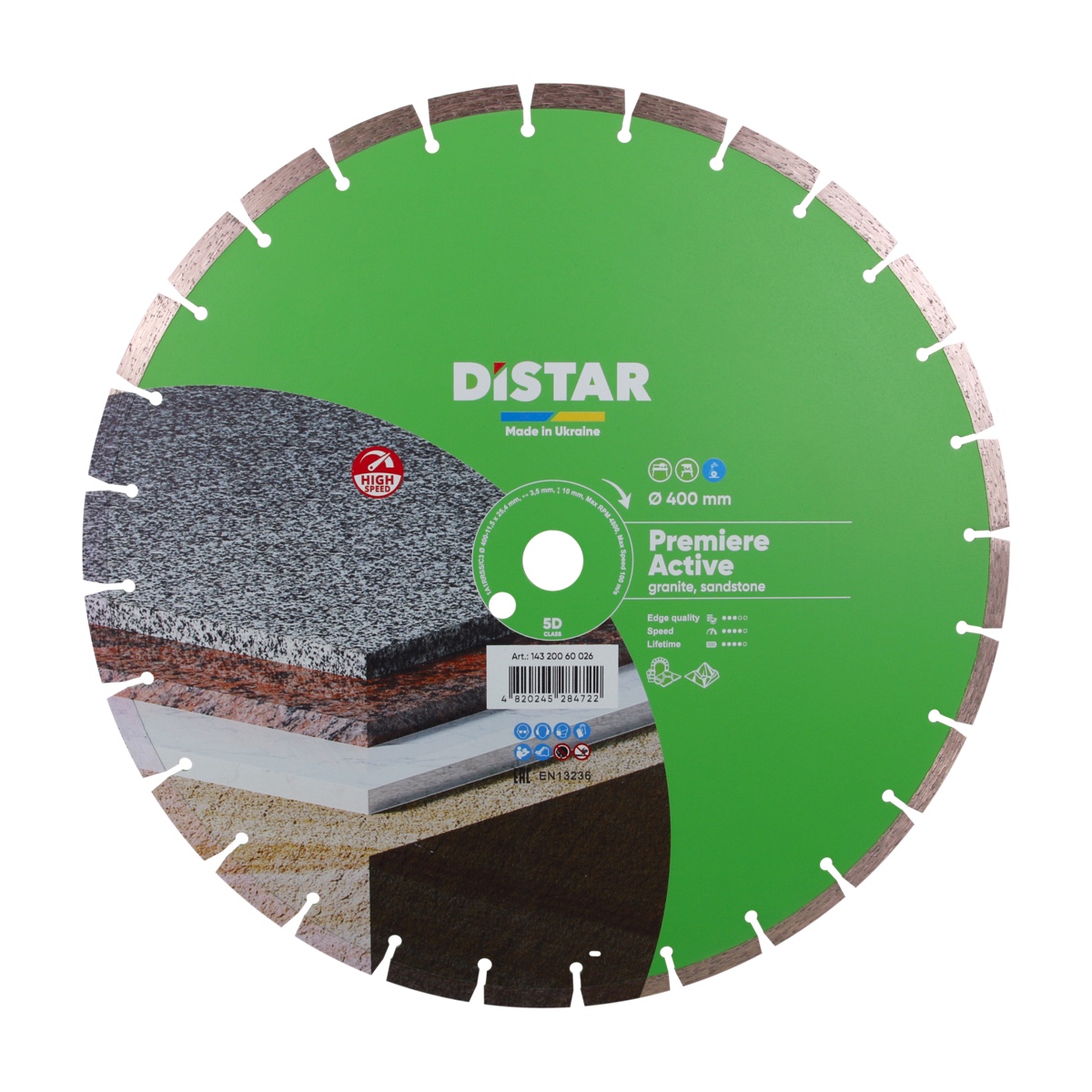 Круг алмазний вiдрiзний DISTAR 1A1RSS/C3 400x3,5/2,5x10x25,4-28-HIT Premier Active